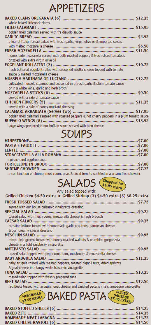 Ginos RVC, Pizza, Pasta, Restaurant, Rockville Centre