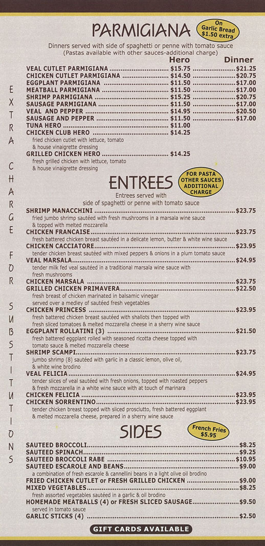 Ginos RVC, Pizza, Pasta, Restaurant, Rockville Centre