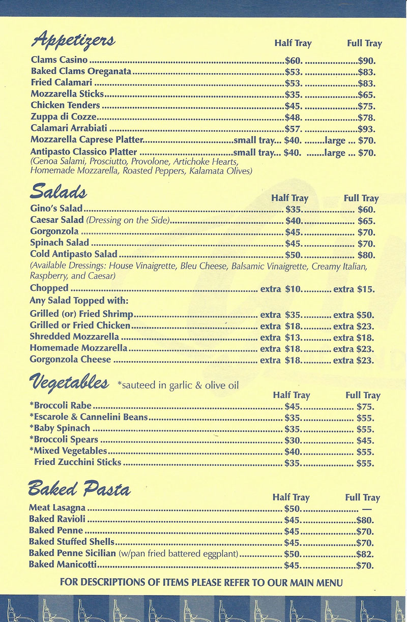 Ginos RVC, Pizza, Pasta, Restaurant, Rockville Centre